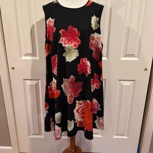 Calvin Klein Dress Black floral red pink plus size